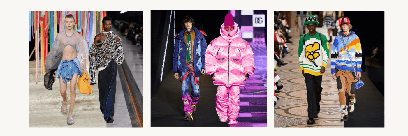 Top Products from the fall winter fashion week are peekaboo looks, ski wear, bulky sweaters