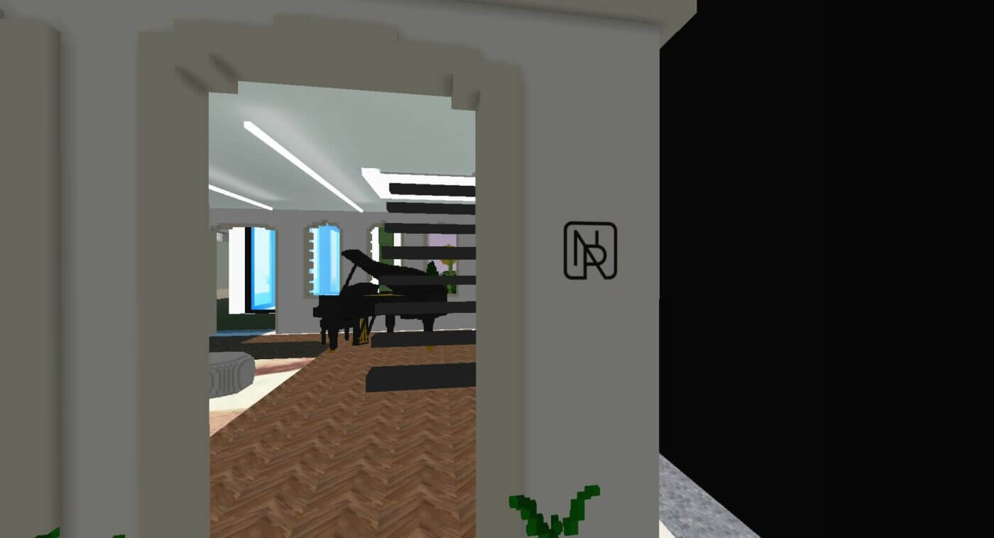 Entrance from the NellyRodi building in the Cryptovoxels mertaverse