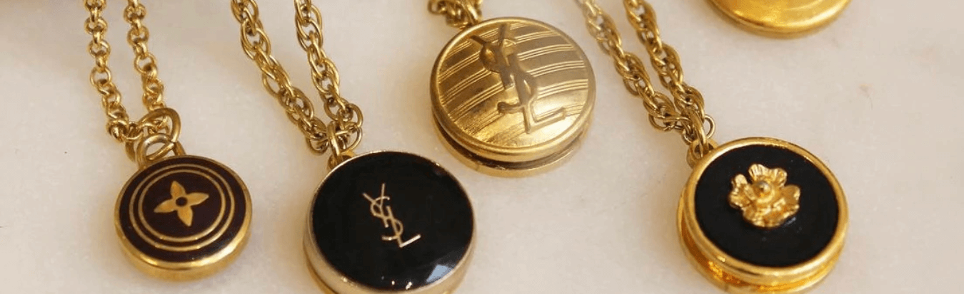 Ysl Gold Repurposed Vintage Button Necklace