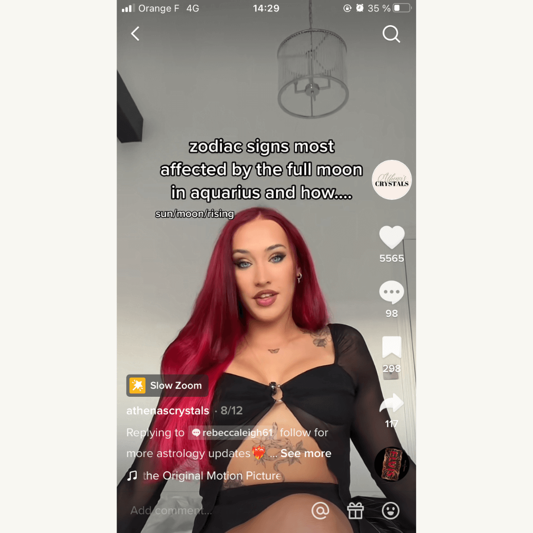 Capture d'écran d'un tiktok sur l'astrologie